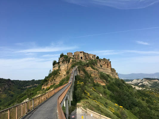 Civita, a small hill town in Umbria. This bridge is the only entrance into the town.