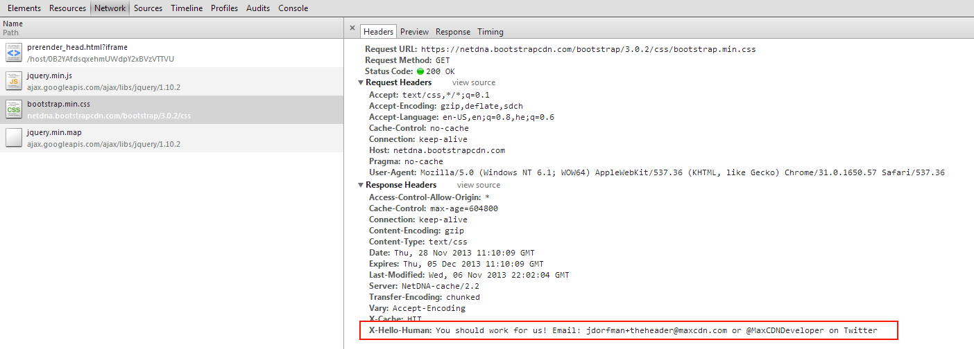 From Response Headers coming from twitter's bootstrap framework