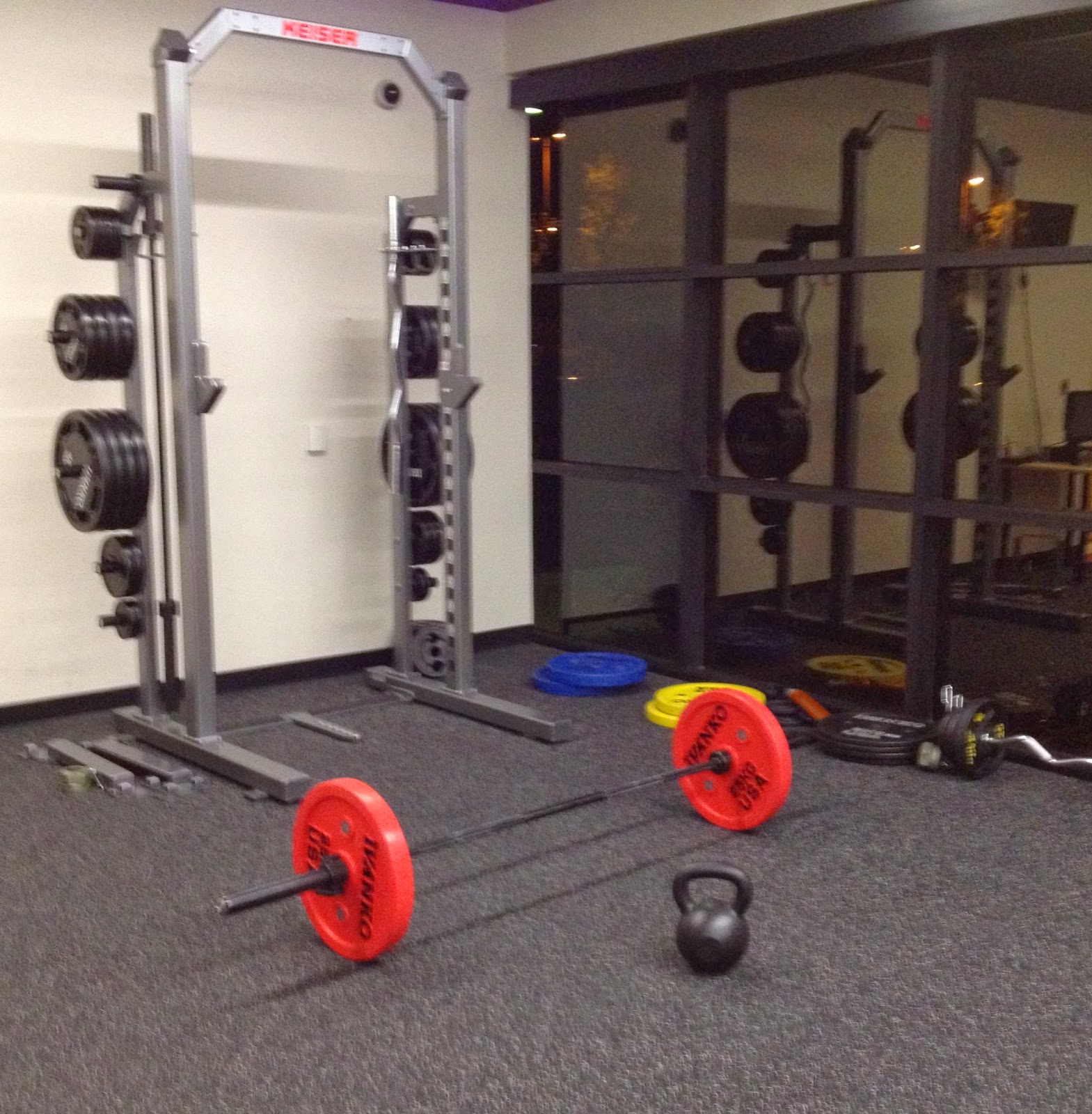 The LinkedIn gym, complete with bumper plates (March, 2012)