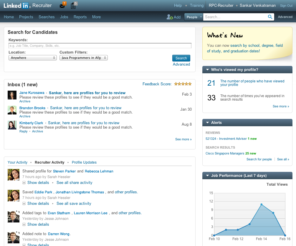 Launched a redesigned LinkedIn Recruiter (February, 2010)